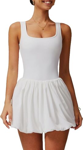 Women’s 2-in-1 Tennis Dress with Built-in Shorts,Elastic Breathable Workout Dress for Fitness Athletic Activewear in Saudi Arabia