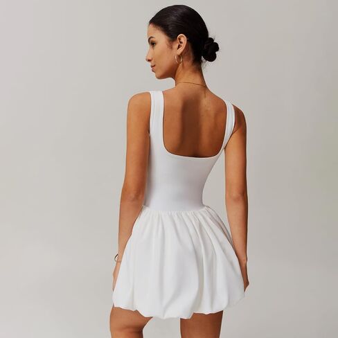 Women’s 2-in-1 Tennis Dress with Built-in Shorts,Elastic Breathable Workout Dress for Fitness Athletic Activewear in Saudi Arabia
