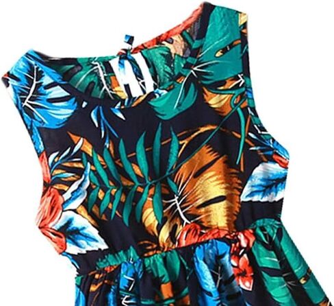 SHOOYING Mommy and Me Dress, Sleeveless Floral Printed Family Matching Hawaiian Beach Midi Dresses in Saudi Arabia