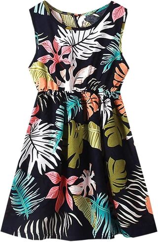 SHOOYING Mommy and Me Dress, Sleeveless Floral Printed Family Matching Hawaiian Beach Midi Dresses in Kuwait