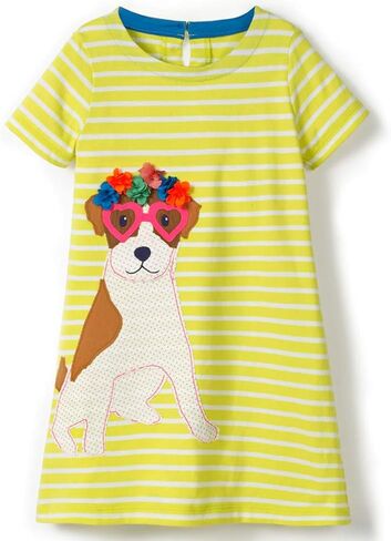 Freelu Toddler Girls Striped Summer Dress Cartoon Dresses Dresses Girls Cotton Disual Discal Dression 2-7 y in Kuwait