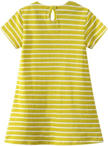 Freelu Toddler Girls Striped Summer Dress Cartoon Dresses Dresses Girls Cotton Disual Discal Dression 2-7 y in Kuwait