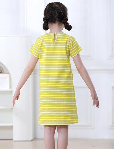 Freelu Toddler Girls Striped Summer Dress Cartoon Dresses Dresses Girls Cotton Disual Discal Dression 2-7 y in Kuwait