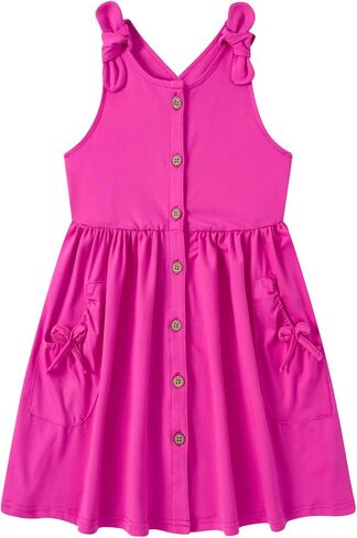 Vieille Summer Dress for Girls Button Down Sleeveless Dresses with Pockets Cross Back Sundress 2-6 Years in Saudi Arabia