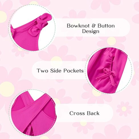 Vieille Summer Dress for Girls Button Down Sleeveless Dresses with Pockets Cross Back Sundress 2-6 Years in Saudi Arabia
