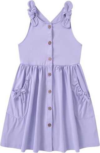 Vieille Summer Dress for Girls Button Down Sleeveless Dresses with Pockets Cross Back Sundress 2-6 Years in Saudi Arabia
