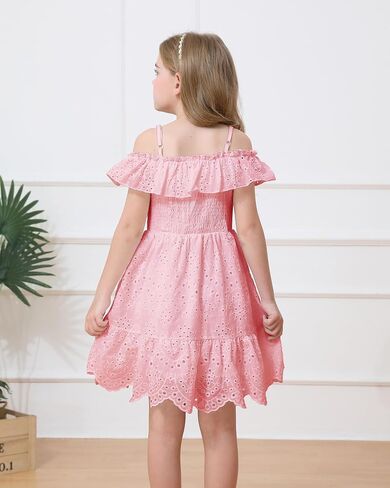 Weebaby Tween Girls Dresses Summer Outfits Smocked Dress Casual Sundress Lace Teen Girl Clothes 7-14 Years in Saudi Arabia
