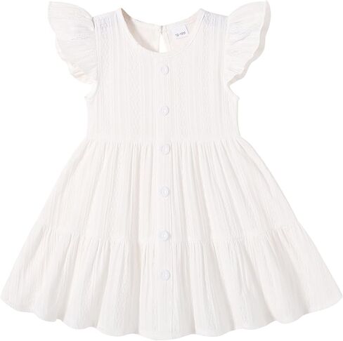 Happy Town Toddler Baby Girl Casual Dresses Summer Sundress Ruffle Button Down Solid Girl's Boho Dress Spring Outfits in Saudi Arabia