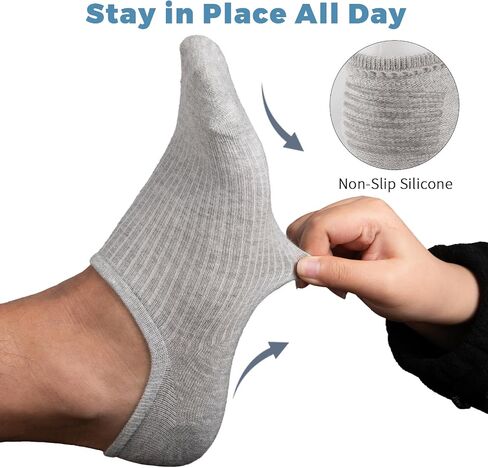 Coovan No Show Socks for Men 7 Pack Cotton Cotton Casual Basic Invisible Socks with Non Slip Grip in Kuwait