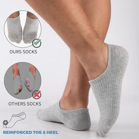 Coovan No Show Socks for Men 7 Pack Cotton Cotton Casual Basic Invisible Socks with Non Slip Grip in Kuwait