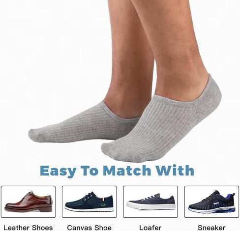 Coovan No Show Socks for Men 7 Pack Cotton Cotton Casual Basic Invisible Socks with Non Slip Grip in Kuwait