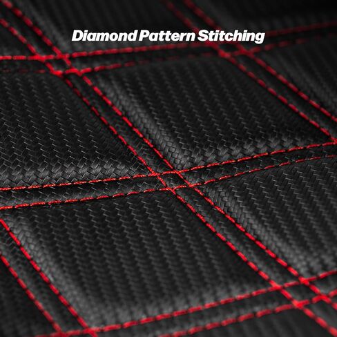 One-Piece Driver and Passenger Seat with Diamond Pattern Stitching Fit for Harley Touring Road King 1997-2007 Street Glide 2006-2007 (Red Stitching) in Kuwait