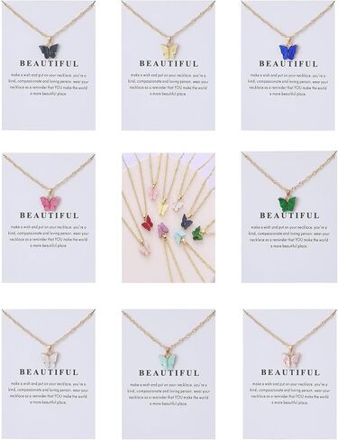 Rrdaily 8 Pcs Woman's Butterfly Necklace Sets Butterfly Gifts for Women Cute Butterfly Pendant Necklace Friendship Necklace Pack for Best Friend Birthday Party Favors Jewelry in Kuwait