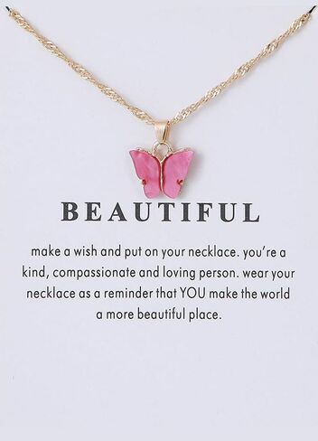 Rrdaily 8 Pcs Woman's Butterfly Necklace Sets Butterfly Gifts for Women Cute Butterfly Pendant Necklace Friendship Necklace Pack for Best Friend Birthday Party Favors Jewelry in Kuwait