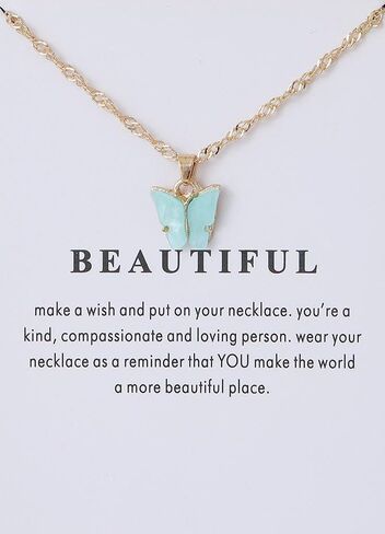 Rrdaily 8 Pcs Woman's Butterfly Necklace Sets Butterfly Gifts for Women Cute Butterfly Pendant Necklace Friendship Necklace Pack for Best Friend Birthday Party Favors Jewelry in Kuwait