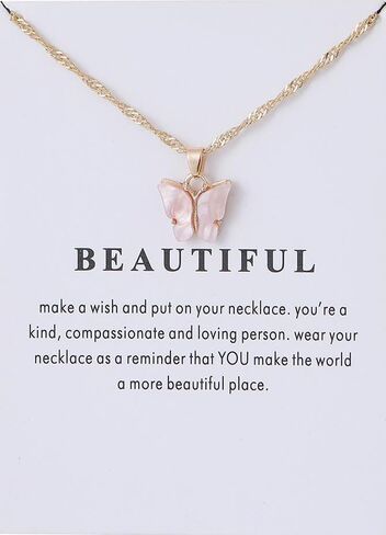 Rrdaily 8 Pcs Woman's Butterfly Necklace Sets Butterfly Gifts for Women Cute Butterfly Pendant Necklace Friendship Necklace Pack for Best Friend Birthday Party Favors Jewelry in Kuwait