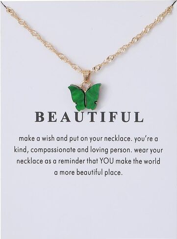 Rrdaily 8 Pcs Woman's Butterfly Necklace Sets Butterfly Gifts for Women Cute Butterfly Pendant Necklace Friendship Necklace Pack for Best Friend Birthday Party Favors Jewelry in Kuwait