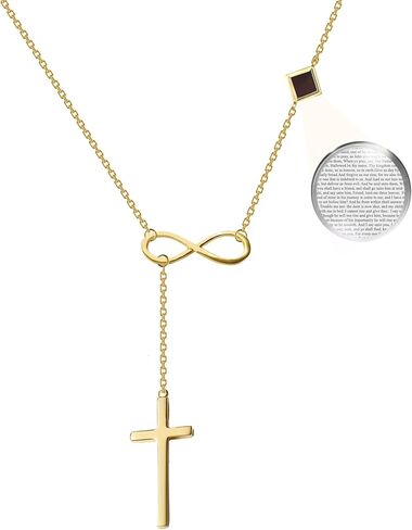 Y Cross Necklace Nano Bible Jewelry - Christian Infinity Pendant - Entire KJV New Testament Holy Scriptures on 0.2" Microchip, Religious Faith Jewelry for Women, 18" Link Chain in Saudi Arabia