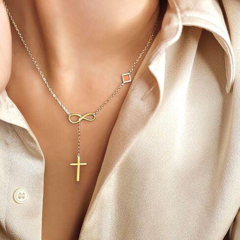Y Cross Necklace Nano Bible Jewelry - Christian Infinity Pendant - Entire KJV New Testament Holy Scriptures on 0.2" Microchip, Religious Faith Jewelry for Women, 18" Link Chain in Saudi Arabia