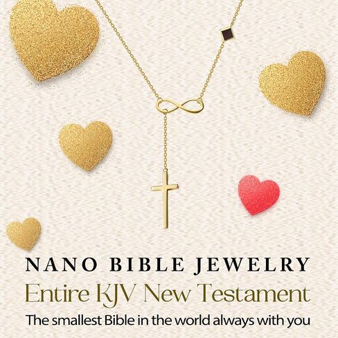 Y Cross Necklace Nano Bible Jewelry - Christian Infinity Pendant - Entire KJV New Testament Holy Scriptures on 0.2" Microchip, Religious Faith Jewelry for Women, 18" Link Chain in Saudi Arabia