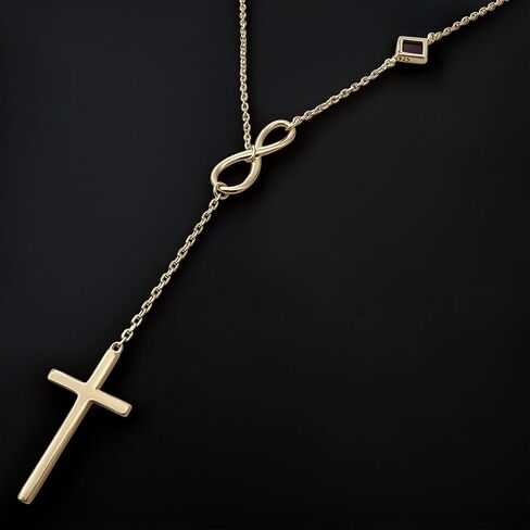 Y Cross Necklace Nano Bible Jewelry - Christian Infinity Pendant - Entire KJV New Testament Holy Scriptures on 0.2" Microchip, Religious Faith Jewelry for Women, 18" Link Chain in Saudi Arabia