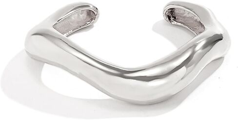 Chunky Gold Bracelets for Women,2 Pcs Gold Stacking Cuff Bangle Bracelet Silver Plated Cuff Bangle Bracelets Open Wide Irregular Minimalist Bangle Jewelry in Saudi Arabia