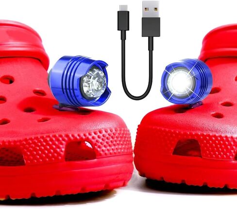 Rechargeable Headlights for Clog 2PCS, Flashlight Clog Charm Attachment Accessories for Shoes with 3 Light Modes for Dog Walking, Camping, Running, Suitable for Adults Kids Boys Girls Men Women in Saudi Arabia