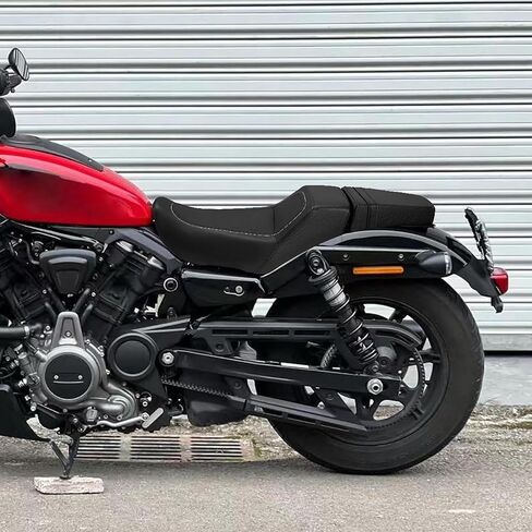 Motorcycle Front Driver Rider Seat Rear Passenger Pillion Seat Cushion Leather One-Piece Seat Fit For Harley Nightster RH975 RH975S 2022-up (Black Stitching) in Kuwait