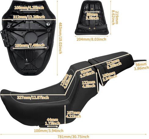 Motorcycle Front Driver Rider Seat Rear Passenger Pillion Seat Cushion Leather One-Piece Seat Fit For Harley Nightster RH975 RH975S 2022-up (Black Stitching) in Kuwait