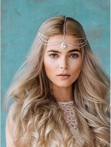 Catery Head Chain Jewelry Crystal Bohemia Hair Chain Bride Wedding Head Dress Rhinestone Headpiece Halloween Christmas Prom Hair Jewelry for Women in Saudi Arabia