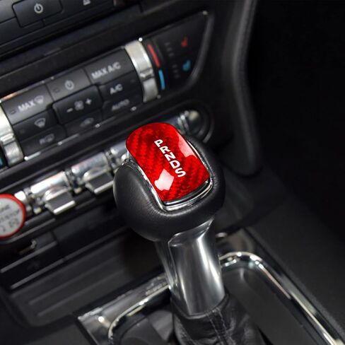 Black Gear Shift Head Knob Cover Compatible with Ford Mustang 2014 2015 2016 2017 2018 Hard Carbon Fiber. (Red) in Saudi Arabia