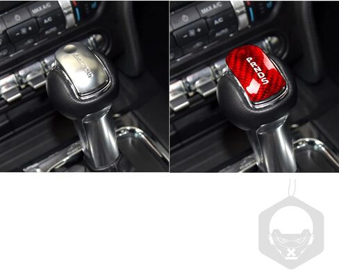 Black Gear Shift Head Knob Cover Compatible with Ford Mustang 2014 2015 2016 2017 2018 Hard Carbon Fiber. (Red) in Saudi Arabia