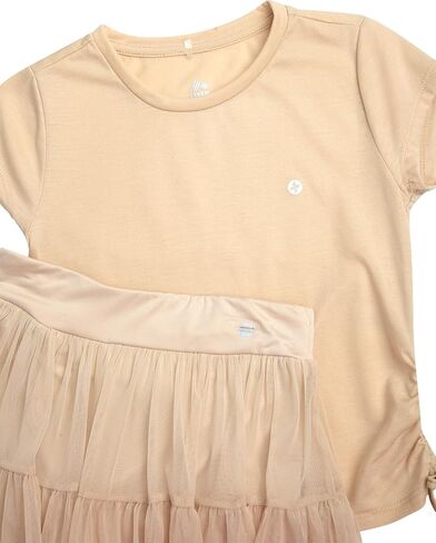 مجموعة التنورة النشطة للبنات RBX - Skort Mesh Mesh Mesh و Jersey من قطعتين مع الجانب المغطى بالملفات (الأحجام: 4-16) in Saudi Arabia