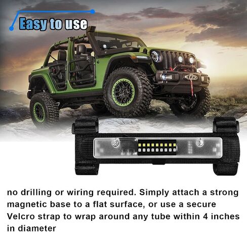 UTV Interior Dome Light ، Universal Roll Bar Mount UTV Light ، خريطة فائدة ضوء مجاملة ، ضوء LED للسيارة لـ ATV UTV Polaris RZR Kawasaki Can-Am Truck Golf Cart (Black) in Saudi Arabia