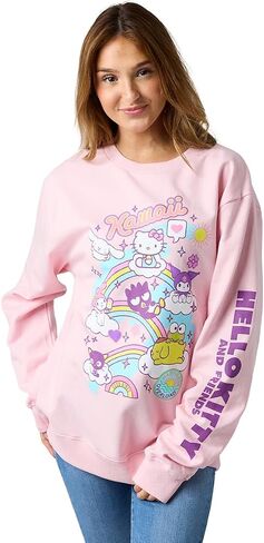 Hello Kitty & Friends Riding Rainbow Women's Cradle Pink Crew Neck Long Sleeve Sweatshirt in Saudi Arabia