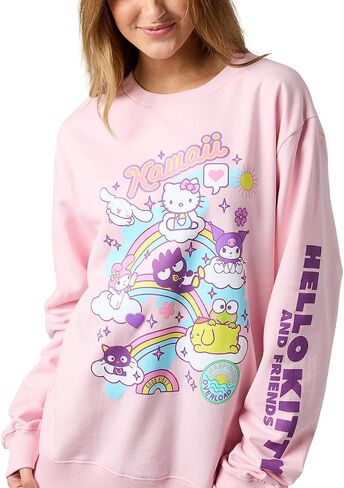 Hello Kitty & Friends Riding Rainbow Women's Cradle Pink Crew Neck Long Sleeve Sweatshirt in Saudi Arabia