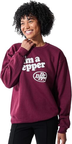 Bioworld Dr Pepper I'm A Pepper Women's Burgundy Crew Neck Long Sleeve Sweatshirt in Saudi Arabia