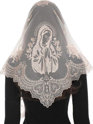Bozidol Mantilla Veils for Church Catholic, Triangle Virgin Mary Lace Chapel Veil, Latin Mass Prayer Head Coverings for Women in Kuwait