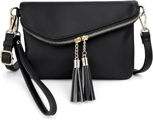 UTO Envelope Wristlet Clutch Crossbody Bag for Women Double Tassel Cellphone Trendy Purse with Strap and Zip Pocket in Saudi Arabia