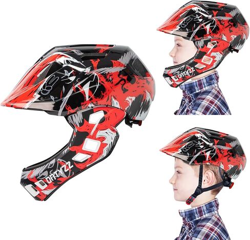خوذة دراجة للأطفال من ONTYZZ، خوذة أمان كاملة للوجه قابلة للتعديل للأطفال، خفيفة الوزن للأطفال الصغار، خوذة دراجة كاملة للتزلج وركوب الدراجات للأطفال in Kuwait