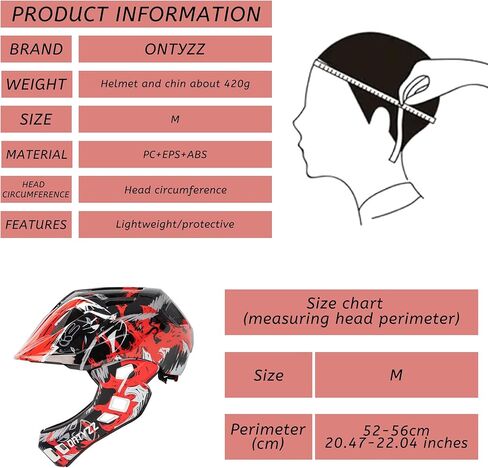 خوذة دراجة للأطفال من ONTYZZ، خوذة أمان كاملة للوجه قابلة للتعديل للأطفال، خفيفة الوزن للأطفال الصغار، خوذة دراجة كاملة للتزلج وركوب الدراجات للأطفال in Kuwait