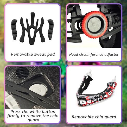 خوذة دراجة للأطفال من ONTYZZ، خوذة أمان كاملة للوجه قابلة للتعديل للأطفال، خفيفة الوزن للأطفال الصغار، خوذة دراجة كاملة للتزلج وركوب الدراجات للأطفال in Kuwait