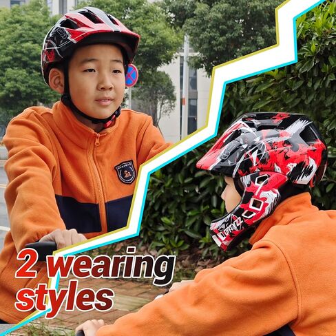 خوذة دراجة للأطفال من ONTYZZ، خوذة أمان كاملة للوجه قابلة للتعديل للأطفال، خفيفة الوزن للأطفال الصغار، خوذة دراجة كاملة للتزلج وركوب الدراجات للأطفال in Kuwait