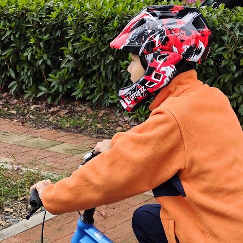 خوذة دراجة للأطفال من ONTYZZ، خوذة أمان كاملة للوجه قابلة للتعديل للأطفال، خفيفة الوزن للأطفال الصغار، خوذة دراجة كاملة للتزلج وركوب الدراجات للأطفال in Kuwait