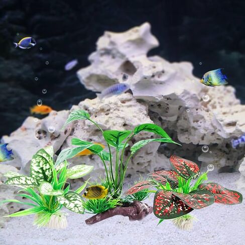 Reptile Artificial Plants 3PCS Betta Silk Aquarium Plants Artificial Cave Aquarium Plants Decorations Aquariums Fish Tank Plant in Kuwait