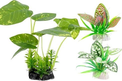 Reptile Artificial Plants 3PCS Betta Silk Aquarium Plants Artificial Cave Aquarium Plants Decorations Aquariums Fish Tank Plant in Kuwait
