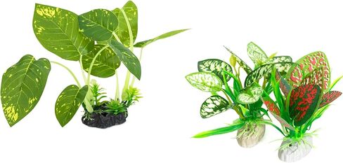 Reptile Artificial Plants 3PCS Betta Silk Aquarium Plants Artificial Cave Aquarium Plants Decorations Aquariums Fish Tank Plant in Kuwait