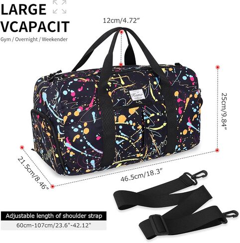 حقيبة Kamo Travel Duffle ، حقائب Weekender للنساء مع مقصورة الأحذية ، حقيبة صالة رياضية للنساء اللواتي يعانين من تجريب الجيب. in Kuwait