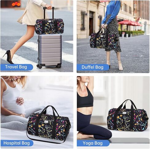 حقيبة Kamo Travel Duffle ، حقائب Weekender للنساء مع مقصورة الأحذية ، حقيبة صالة رياضية للنساء اللواتي يعانين من تجريب الجيب. in Kuwait