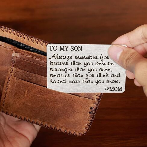 PLwelth Daughter Engraved Wallet Card from Mom Stainless Steel Women Girls Teen Inspirational Message Wallet Insert Card Daughter Gift Birthday Graduation Christmas Coming of Age Gift in Saudi Arabia